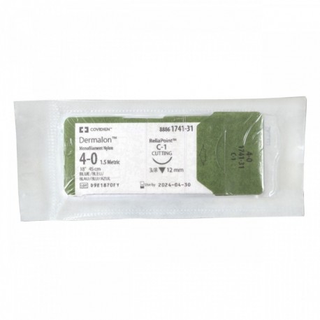 Sutura Nylon Dermalon 4-0 CE-2 4 Piezas