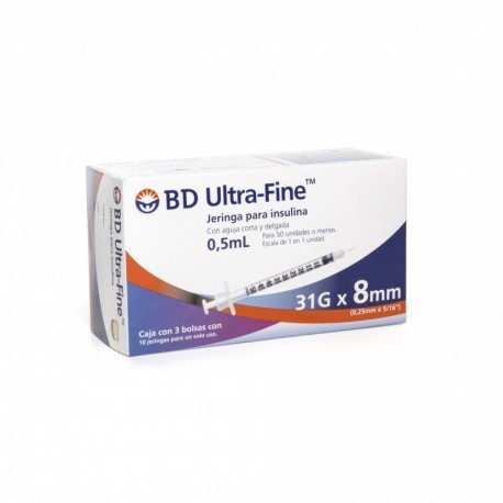 Jeringa para Insulina Ultra Fine 0.5 ml 31...