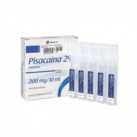 Lidocaína 2% Pisacaina 10 ml 10 Piezas